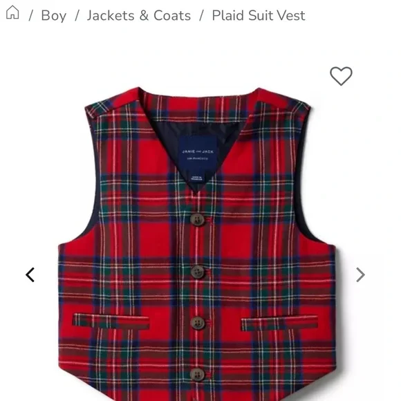 Janie and Jack Red Plaid Pants and Vest